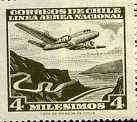 Chile 1960 Martin 4-0-4 flying over River 4m olive unmounted mint, SG 500*, stamps on aviation      rivers    martin