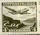 Chile 1960 Martin 4-0-4 flying over River 4m olive unmounted mint, SG 500*, stamps on , stamps on  stamps on aviation      rivers    martin