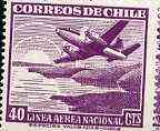 Chile 1950 Martin 2-0-2 & Coastline 40c violet unmounted mint, SG 396*, stamps on aviation         martin