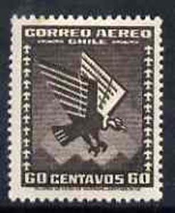 Chile 1934 Condor in Flight 60c black unmounted mint, SG 241*, stamps on birds     condor