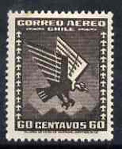 Chile 1934 Condor in Flight 60c black unmounted mint, SG 241*, stamps on , stamps on  stamps on birds     condor