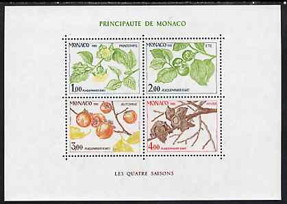 Monaco 1981 Seasons of the Persimmon Tree m/sheet containing set of 4 unmounted mint, SG MS 1546, Mi BL 18, stamps on trees