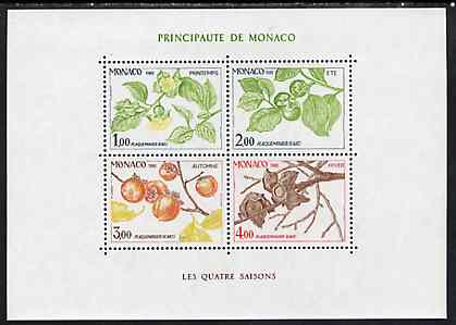 Monaco 1981 Seasons of the Persimmon Tree m/sheet containing set of 4 unmounted mint, SG MS 1546, Mi BL 18, stamps on , stamps on  stamps on trees