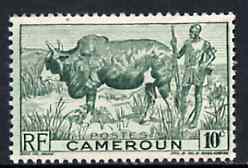 Cameroun 1946 Zebu & Herdsman 10c green unmounted mint, SG 232*, stamps on bovine