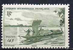 French West Africa 1947 Canoe 40c green unmounted mint but gum flattened from interleaving, SG 36*, stamps on , stamps on  stamps on canoes