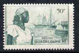 Guadeloupe 1947 Woman & Ships at Port Basse Terre 50c green unmounted mint, SG 213*