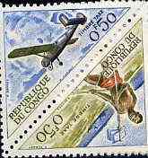 Congo 1961 Triangular 50c Letter-Carrier se-tenant with 50c Holste Broussard Plane from Transport Postage Due set, SG D19-20 unmounted mint, stamps on postman     aviation     triangulars
