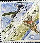 Congo 1961 Triangular 50c Letter-Carrier se-tenant with 50c Holste Broussard Plane from Transport Postage Due set, SG D19-20 unmounted mint, stamps on , stamps on  stamps on postman     aviation     triangulars