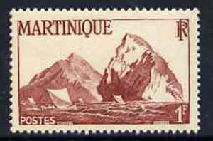 Martinique 1947 Fishing Boats & Rock 1f lake unmounted mint, SG 235*, stamps on , stamps on  stamps on fishing    ships