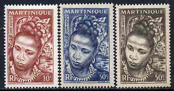 Martinique 1947 Native Woman set of 3 values from def set unmounted mint, SG 231-33*, stamps on , stamps on  stamps on women