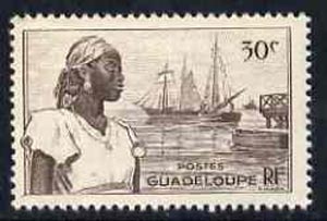 Guadeloupe 1947 Woman & Ships at Port Basse Terre 30c brown unmounted mint, SG 212*, stamps on ships    ports