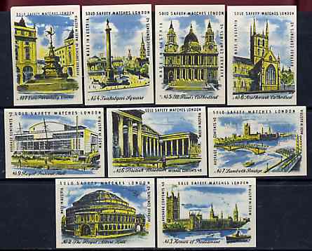 Match Box Labels - complete set of 9 Views of London superb unused condition (Austrian), stamps on , stamps on  stamps on london