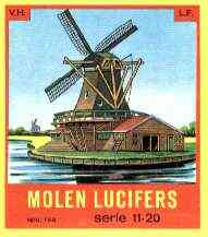 Match Box Labels - Windmills (dozen size) outer wrapper for Molem Lucifers series, stamps on windmills