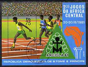 St Thomas & Prince Islands 1981 Central African Games 75Db m/sheet (Sprinting) very fine cto used Mi BL 78, stamps on , stamps on  stamps on sport    running