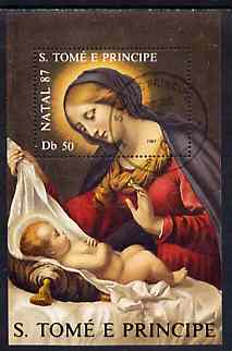 St Thomas & Prince Islands 1987 Christmas 50Db m/sheet (Madonna & Child) very fine cto used Mi BL 175