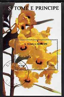 St Thomas & Prince Islands 1992 Flowers 800Db m/sheet very fine cto used, stamps on flowers