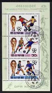 North Korea 1993 Football World Cup sheetlet #1 containing 10ch, 30ch & 90ch values, fine cto used, stamps on football   sport 