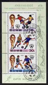 North Korea 1993 Football World Cup sheetlet #1 containing 10ch, 30ch & 90ch values, fine cto used, stamps on , stamps on  stamps on football   sport 