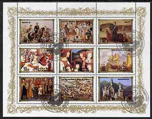 North Korea 1984 European Monarchs sheetlet #2 containing 9 values (Napoleon III, Rudolf von  Habsburg, Henri IV, Louis XII, Maximilian I, Peter the Great, Louis VIII, Do..., stamps on royalty     napoleon  , stamps on dictators.