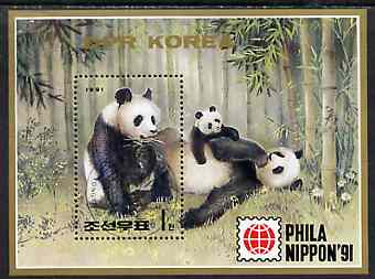 North Korea 1991 Phila Nippon 91 Stamp Exhibition m/sheet (Giant Pandas) very fine cto used, SG MS N3025, stamps on stamp exhibitions, stamps on pandas    animals