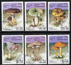 Afghanistan 1996 Mushrooms complete set of 6 very fine cto used*, stamps on , stamps on  stamps on fungi