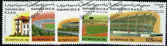 Sahara Republic 1996 Olymphilex 96 Stamp Exhibition (Stadia) complete set of 5 cto used, stamps on olympics, stamps on stamp exhibitions, stamps on stadia