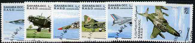 Sahara Republic 1996 Aircraft perf set of 6 very fine cto used*, stamps on , stamps on  stamps on aviation      jaguar    mig     mirage    f-4 phantom     hadley page    l-39