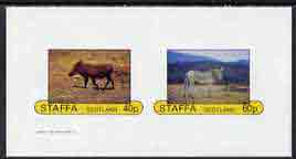 Staffa 1982 Animals imperf set of 2 (40p Wild Boar & 60p Zebra) unmounted mint, stamps on , stamps on  stamps on animals    boars        zebras      swine, stamps on  stamps on zebra