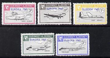 Guernsey - Alderney 1965 Europa overprint on Aircraft set of 5 unmounted mint Rosen CSA 46-50, stamps on , stamps on  stamps on aviation, stamps on  stamps on europa