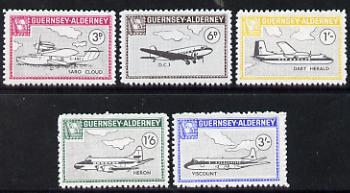 Guernsey - Alderney 1965 Aircraft perf set of 5 unmounted mint, stamps on , stamps on  stamps on aviation