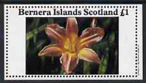 Bernera 1982 Flowers #11 (Lily) imperf  souvenir sheet (£1 value) unmounted mint, stamps on flowers