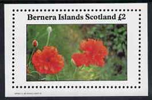 Bernera 1982 Flowers #11 (Poppy) imperf  deluxe sheet (£2 value) unmounted mint, stamps on flowers