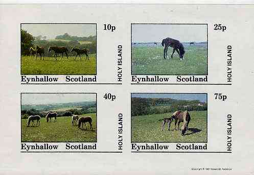 Eynhallow 1981 Horses #1 imperf  set of 4 values (10p to 75p) unmounted mint, stamps on , stamps on  stamps on animals    horses