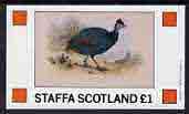 Staffa 1982 Birds #43 (Guinea Fowl) imperf souvenir sheet (£1 value) unmounted mint, stamps on birds, stamps on game