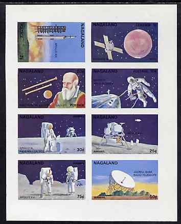 Nagaland 1972 Space complete imperf set of 8 unmounted mint, stamps on , stamps on  stamps on space    telescope