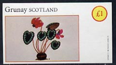 Grunay 1982 Flowers #01 imperf souvenir sheet (£1 value) unmounted mint, stamps on flowers