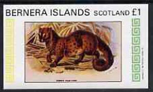Bernera 1982 Common Palm Civet imperf souvenir sheet (Â£1 value) unmounted mint, stamps on cats    civet