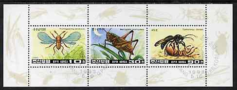 North Korea 1993 Insects sheetlet containing 10ch, 30ch & 90ch fine cto used, see after SG N3272, stamps on insects 