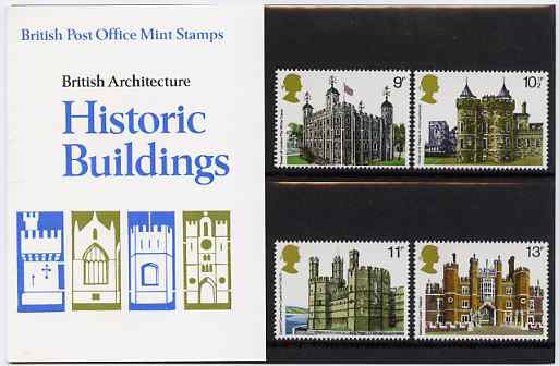 Great Britain 1978 British Architecture (Historic Buildings) set of 4 in official presentation pack SG 1054-57, stamps on , stamps on  stamps on buildings    architecture