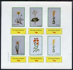 Grunay 1982 Flowers #02 (Chrysantenum, Crocus, etc) imperf set of 6 (15p to 75p) unmounted mint, stamps on flowers