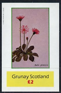 Grunay 1982 Flowers #02 imperf deluxe sheet (£2 value Bellis perennis) unmounted mint, stamps on flowers