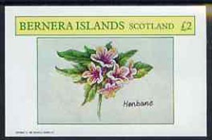 Bernera 1982 Plants #2 (Henbane) imperf deluxe sheet (£2 value) unmounted mint, stamps on flowers  