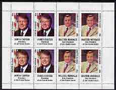 Staffa 1977 Carter/Mondale Inauguration perf sheetlet containing 8 x 20p values (2 diff x 4 of each) unmounted mint, stamps on constitutions       americana  personalities    usa-presidents