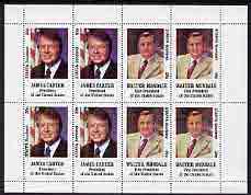 Staffa 1977 Carter/Mondale Inauguration perf sheetlet containing 8 x 20p values (2 diff x 4 of each) unmounted mint, stamps on , stamps on  stamps on constitutions       americana  personalities    usa-presidents