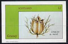 Grunay 1982 Flower Seeds (Love-in-a-Mist) imperf deluxe sheet (£2 value) unmounted mint, stamps on flowers