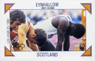 Eynhallow 1984 Los Angeles Olympic Games (Running) imperf deluxe sheet (£2 value) unmounted mint, stamps on olympics    running