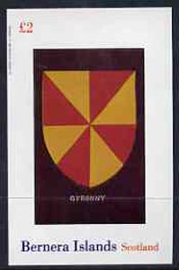 Bernera 1982 Heraldry #2 (Gyronny) imperf  deluxe sheet (£2 value) unmounted mint, stamps on heraldry, stamps on arms