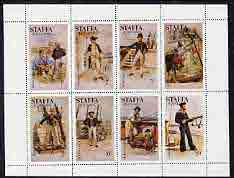 Staffa 1977 Sailor's' Uniforms perf set of 8 values (1p to 50p) unmounted mint, stamps on , stamps on  stamps on explorers, stamps on  stamps on ships, stamps on  stamps on militaria, stamps on  stamps on military uniforms