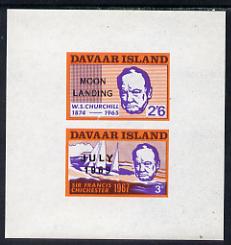 Davaar Island 1966 Churchill imperf m/sheet (3d & 2s6d) with Moon Landing overprint unmounted mint, stamps on , stamps on  stamps on churchill    personalities  space