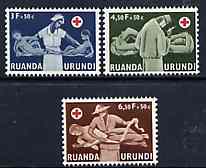 Ruanda-Urundi 1957 Red Cross Fund unmounted mint set of 3, SG 200-02, stamps on red cross     medical